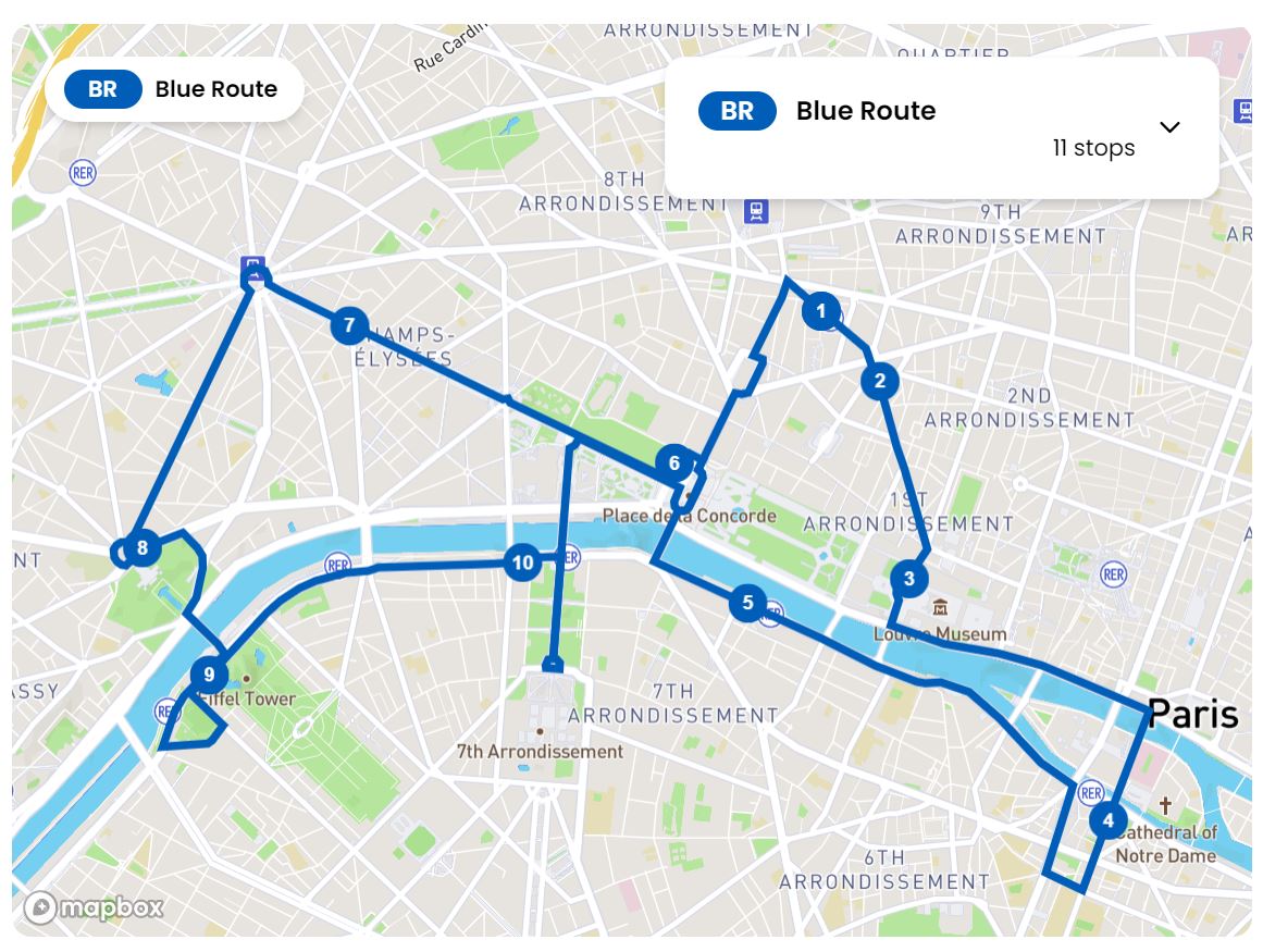bigbus tour paris map