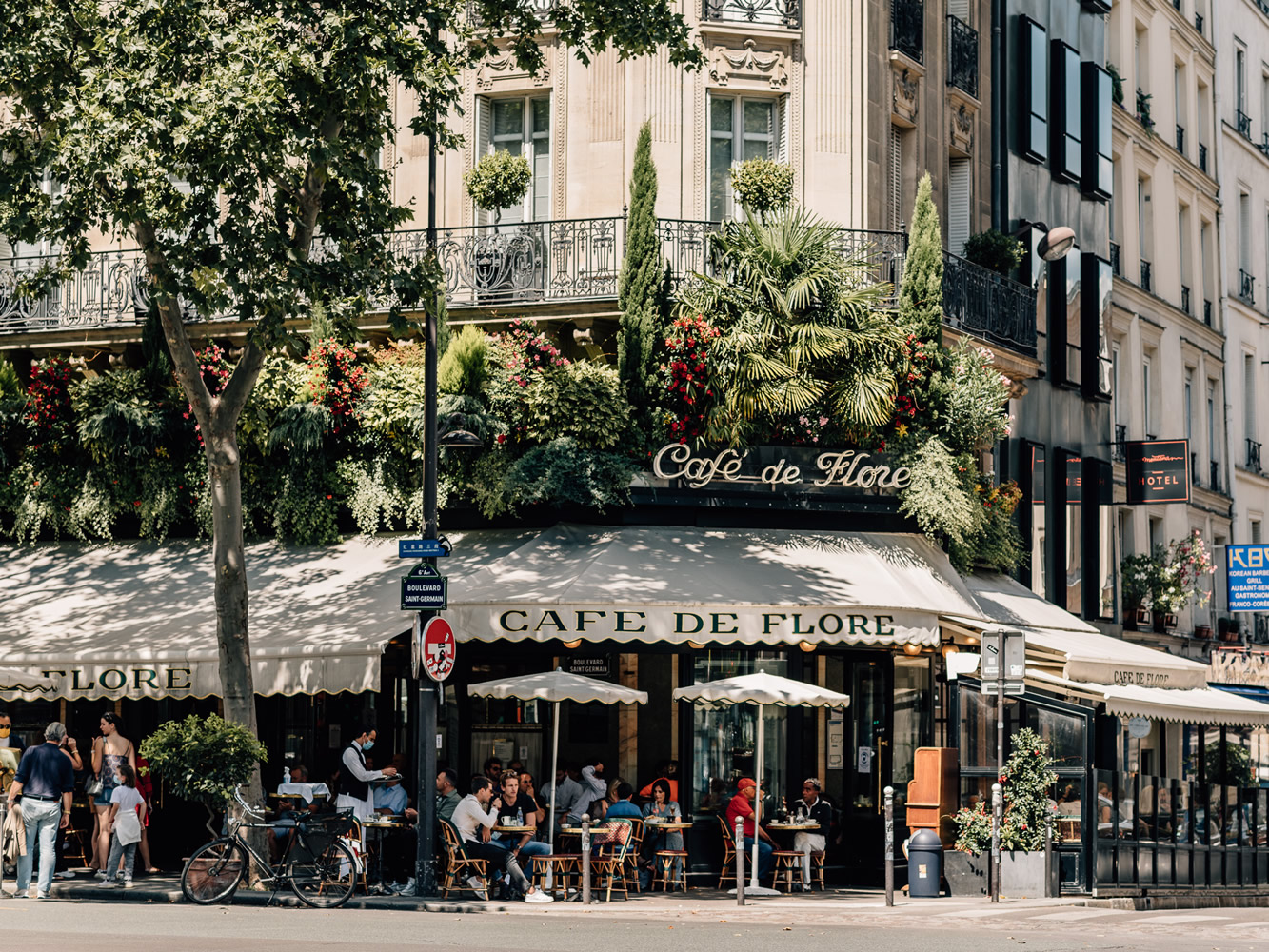 Famous terrace of Café de Flore in Paris